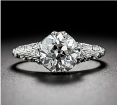 2.00Ct Round Cut Cubic Zirconia 925 Sterling Silver Engagement Vintage Ring - £65.39 GBP