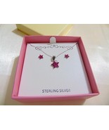 Lily Nily Sterling Silver Purple Crystal Star Necklace &amp; Earring Set C514 - $511.59 MXN