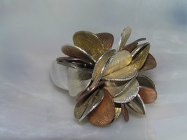 Estate 925 Signed Silpada Silver with Huge Tricolor Metal Disks Abstract... - $55.99