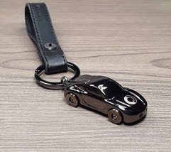 Jobon Metal and Black Leather Car Keyring Keychain and Flashlight - £9.60 GBP