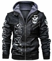 Men's Genuine Real Leather Jacket Black Skull Bomber Winter Hooded Jacket - £83.73 GBP