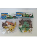 2 PKGS OF ASST PLASTIC ANIMAL FIGURES TOYS  W/FENCES TREES APPROX 2-2.5&quot;... - $3.91