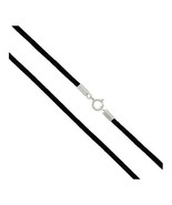 Black Leather Plain Smooth Cord Chain Necklace 16&quot; 18&quot; 20&quot; Sterling Silv... - $144.49 MXN+