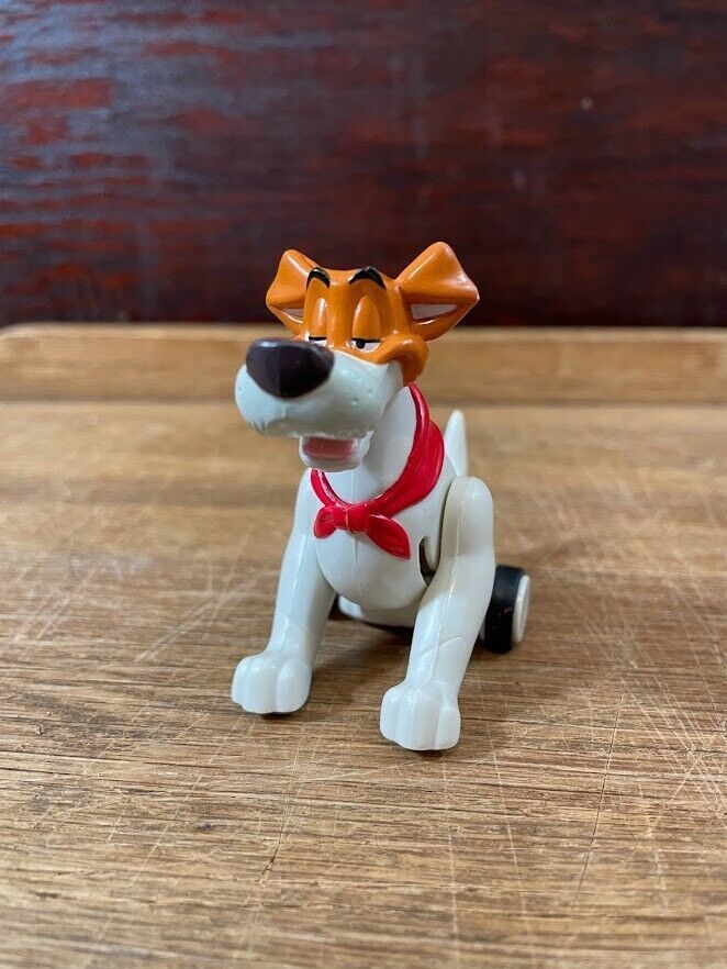 Dodger Oliver and Co Brown and White Dog Burger King Toy 1988 Rolling Toy Dog - £3.97 GBP