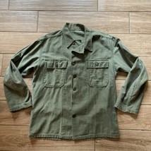 Vintage Military Jacket shirt khaki Green army style distressed Size Medium - £59.95 GBP