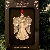 Harvey Lewis Christmas Tree Ornament Angel BLESSED Made W Swarovski Deco... - $12.59