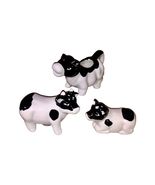 Ceramic Black &amp; White Holstein Cow Salt &amp; Pepper Shakers &amp; Creamer Farmh... - $13.87