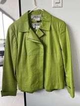 CARLISLE ChartreuseLeather Jacket Ladies 10 &amp; Matching Sweater - $64.35