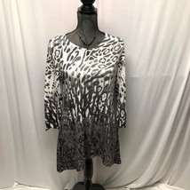 Jess and Jane Cheetah Print Tunic Womens Size Medium Gray Bedazzled Knit... - $19.59