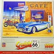Blue Corvette Convertible Puzzle 1000 Pcs Jigsaw Cruisin Route 66 Cafe 2... - $18.95