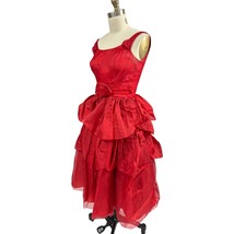 Vtg 1950s Red Dress Silk Organdy Party Dress Trashy Diva Sz 6 Damaged - $1,639.08 MXN