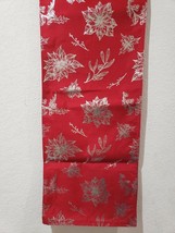 Wyatt Home Christmas Holiday Red Silver Metallic Table Runner Decor 14&quot; x 72&quot;  - £15.50 GBP