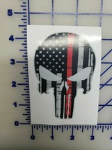 Thin RED Line American Flag Fire Fighter punisher  decal REFLECTIVE Stic... - £3.94 GBP