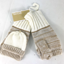 New Michael Kors Gloves Mittens Fingerless Knit Beige Cream Gold H3 - £38.21 GBP