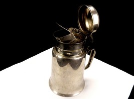 Sani-Top Double-Lid Pitcher, Novelty Mfg Co, Cream, Syrup, Honey, Vintage Pewter - £54.96 GBP