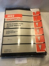 Used OEM 1992 Pontiac Grand Am Vol 1 Shop Service Repair Manual Factory OEM - $9.90