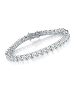 18K White Gold Plated 4.0 Round Cubic Zirconia Tennis - £46.22 GBP