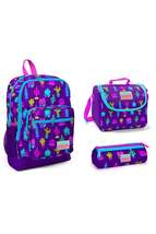 Kids Four Purple Cactus Patterned 3-Pack School Bag Set - £180.92 GBP