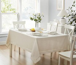 Fabric Rectangle Tablecloth 60 x 84 Inch Provence Easter Lattice Cutwork Solid C - £44.99 GBP