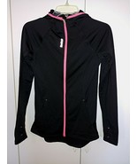 REEBOK LADIES LS BLACK HOODED ZIP WARM-UP JACKET W/THUMB HOLE-XS-GENTLY ... - £11.29 GBP