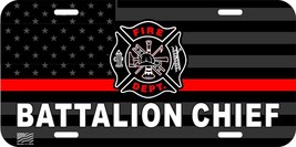 FIREFIGHTER BATALLION CHIEF LOGO THIN RED LINE TACTICAL FLAG METAL LICEN... - £10.21 GBP