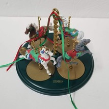 1989 Hallmark Carousel Horses Display Stand Christmas Ornament May Pole Complete - £14.22 GBP