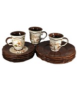 Daniel Cremeiux Earthenware St Remy Brown Print 13 pc Dinnerware Cottage... - $1,412.91 MXN
