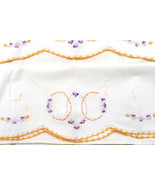 Hand Enbroidered Pillowcases Crocheted Edge Standard Set of 2 White Cotton - $11.95