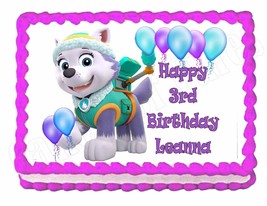 PAW PATROL EVEREST edible party cake topper decoration frosting sheet image - $9.99