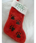 GOOD KITTY Holiday Christmas Stocking 18&quot; fleece aembroidered - £6.25 GBP