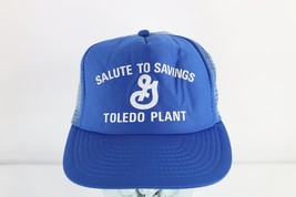 Vintage 90s General Mills Cereal Toledo Plant Trucker Hat Cap Snapback Blue - £19.67 GBP