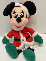 Vintage Walt Disney Co Christmas Minnie Mouse in Santa Suit Beanie Plush 9&quot; - $11.35
