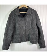 Pendleton Reversible Solid/Tweed Wool Jacket Charcoal Gray Womens XL Collared - $875.72 MXN