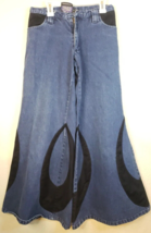 SIZE 1 Auraze For Beau Baker 90’s Y2K DENIM Rave Wide Leg Flare Mesh Jeans  Cute - £169.89 GBP