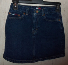 Excellent Girls Tommy Hilfiger Distressed Dark Blue J EAN Skirt Size 10 - £18.38 GBP