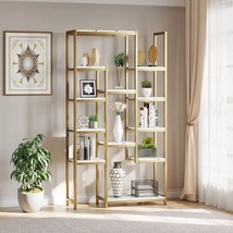 Yitahome 6 Tier Gold Bookshelf, 71.06” Tall Modern Free Standing, Gold &amp; Marble - £96.87 GBP