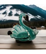 Cristales De Chihuahua Hand Blown Glass Green Swan Bird Mexico w Sticker - $556.74 MXN