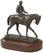 Sculpture EQUESTRIAN Lodge Jockey Boy Small Chocolate Brown Resin Hand-Cast - £206.28 GBP