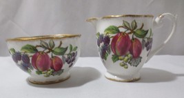 Queen Anne English Bone China &quot;Fruit Series&quot; Sugar Bowl &amp; Creamer - £23.92 GBP