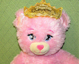 16" Build A Bear Disney Princess Teddy Bear Pink Stuffed Animal Gold Crown Plush - $15.75