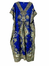 Women Polyester Kaftan Hippy-Boho-Maxi-One-Women Flora Print Royal Blue - £9.30 GBP