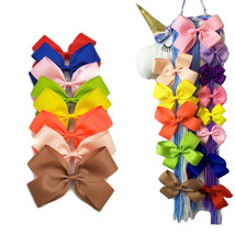 Purple Unicorn Hair Bow Holder + 8 Bows, Organizer for Girls Hair Clips Hanger - £9.16 GBP