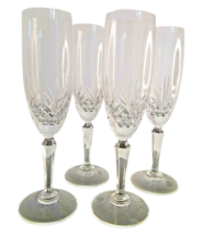 Avon Crystal Champagne Flutes Glasses 6 oz Set of 4 Wheel Cut Pineapple 24% Lead - £23.48 GBP