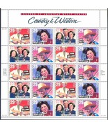 Country and Western Music Legends 29 Cent Sheet of 20 Postage Scott 2771-74 - $12.95