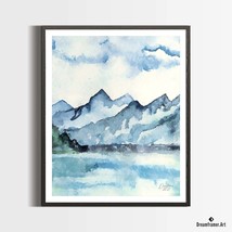 Premium Art Print Blue Mountain in Watercolors, by Dreamframer Art - £30.22 GBP+