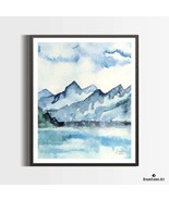 Premium Art Print Blue Mountain in Watercolors, by Dreamframer Art - $37.95+