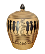 Tribal Sauri Warli Pottery Ginger Jar with lid African Africa Friendship - £41.18 GBP