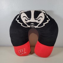 Travel Neck Pillow Wisconsin Badgers Mascot Wear University of Red Black - £11.19 GBP