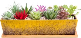 Succulent Pots - Large Succulent Planter Pots With Drainage, 12 Inch, Yellow - £26.37 GBP