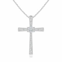 Authenticity Guarantee 
ANGARA Floral Cluster Diamond Cross Pendant Necklace ... - £1,073.25 GBP